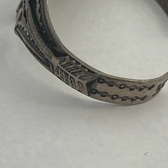 vintage Fred Harvey Thunderbird whirling log Sterling cuff - Picture 3 of 5